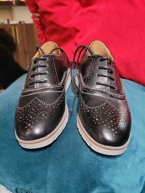 Kids Black Dress Brogues with Contrasting White Sole